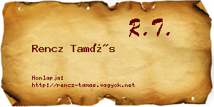 Rencz Tamás névjegykártya